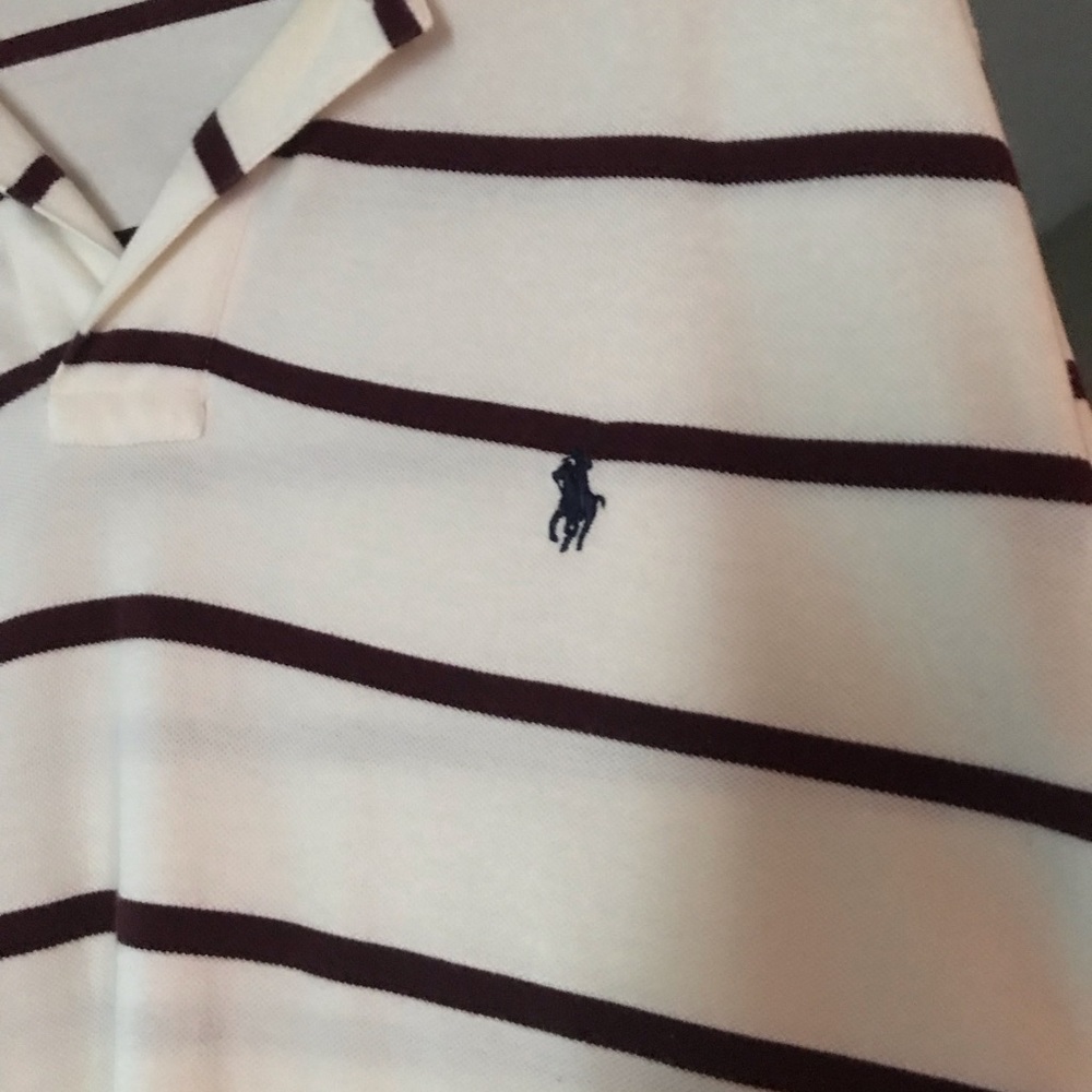 Ralph Lauren Polo “maroon/cream stripe” size: XL